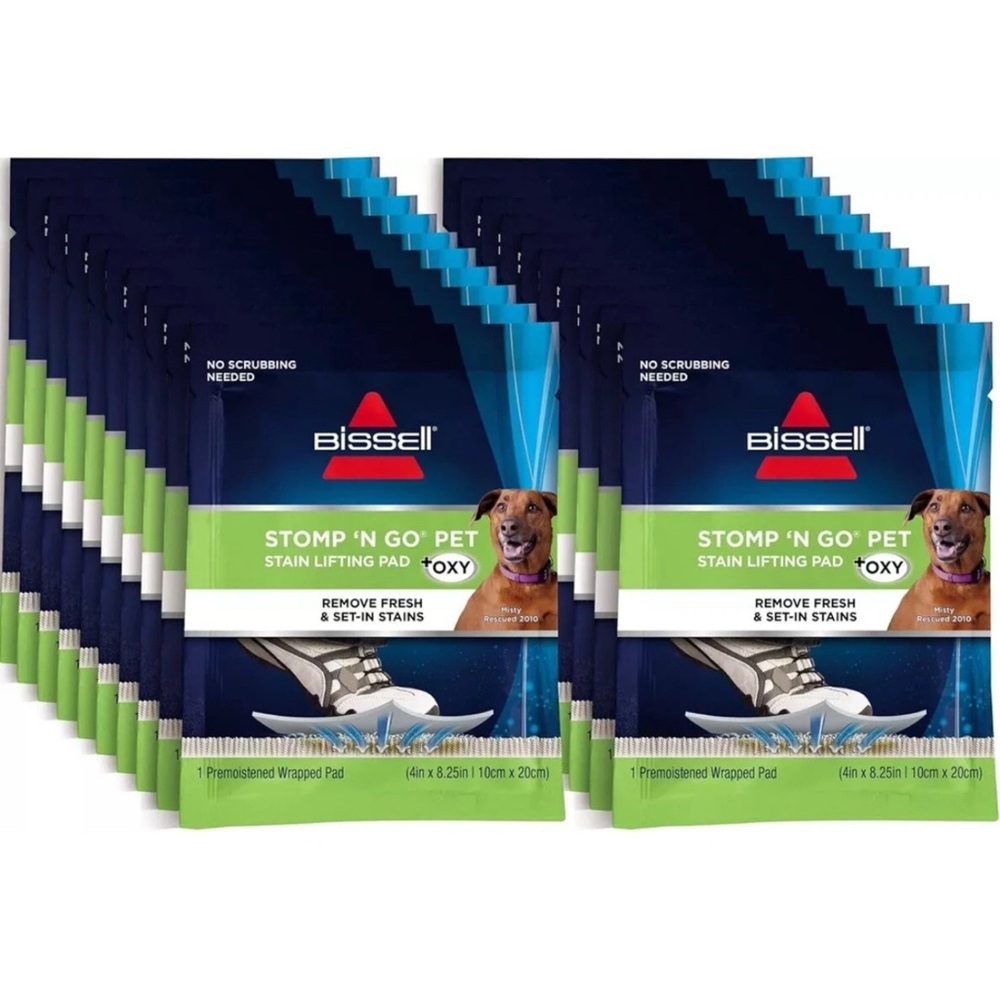 20 PACK Bissell Stomp 'N Go Pet Lifting Pads + Oxy Stain Removal for Carpet Rugs